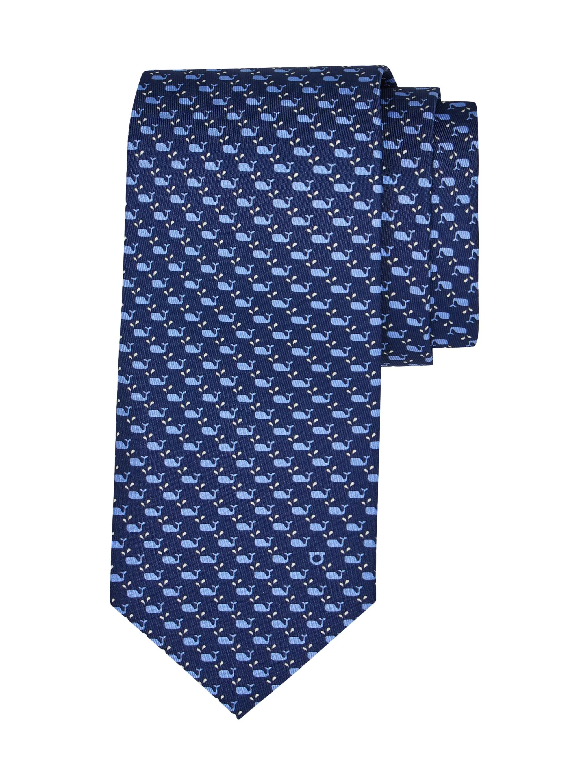 Men's Alice Printed Silk Tie - Navy Blue - 1