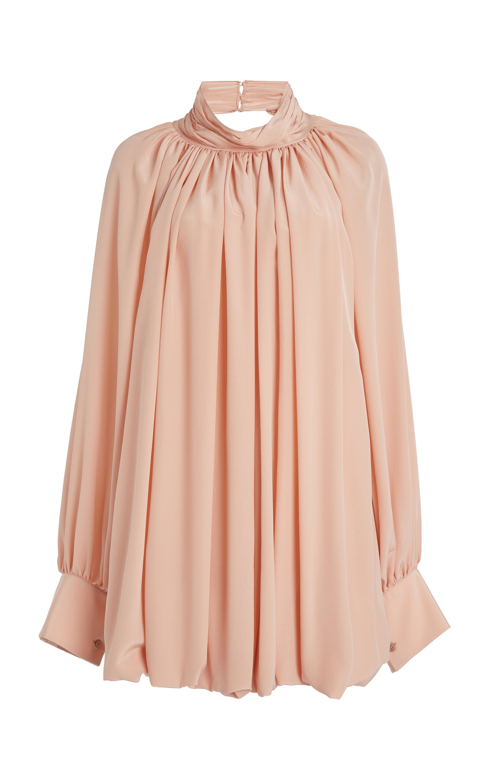 Draped Silk Chiffon Mini Dress nude - 1