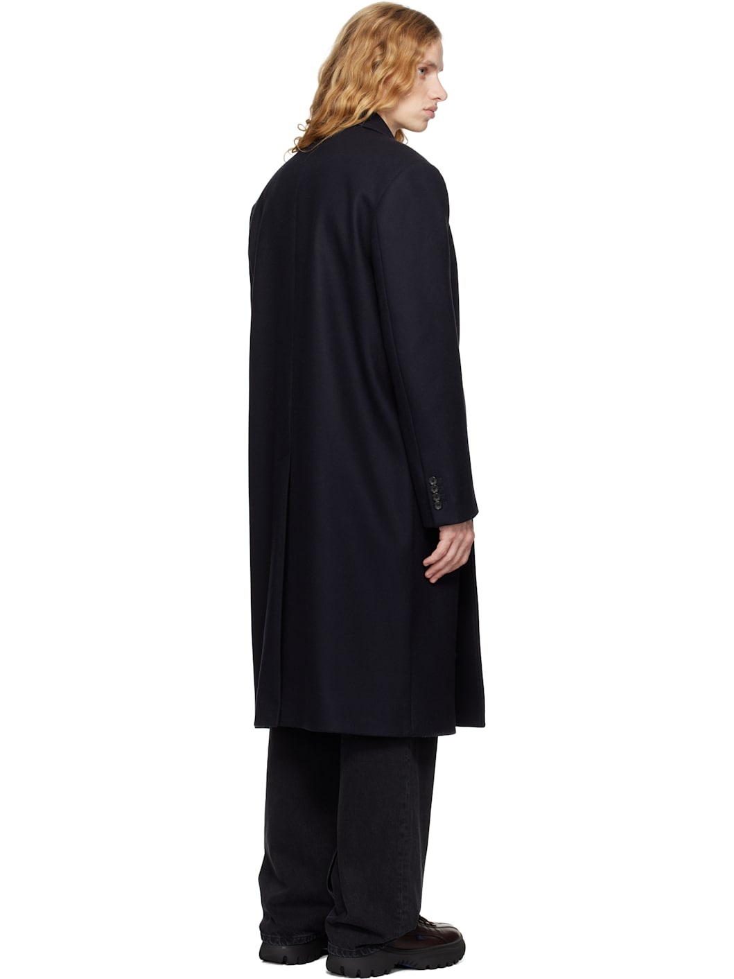 Navy Double Front Coat - 3