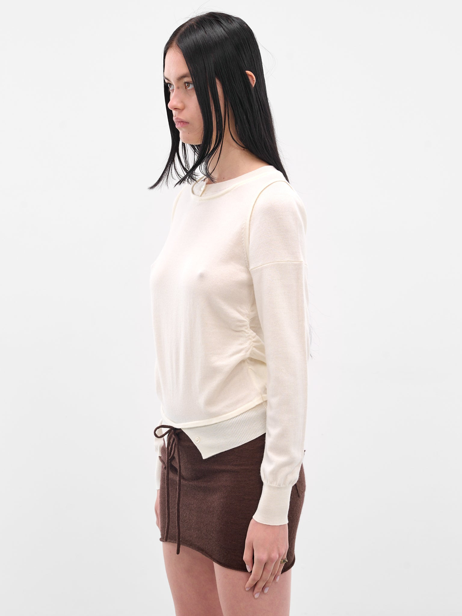 White Double Long Sleeve Sweater - 2