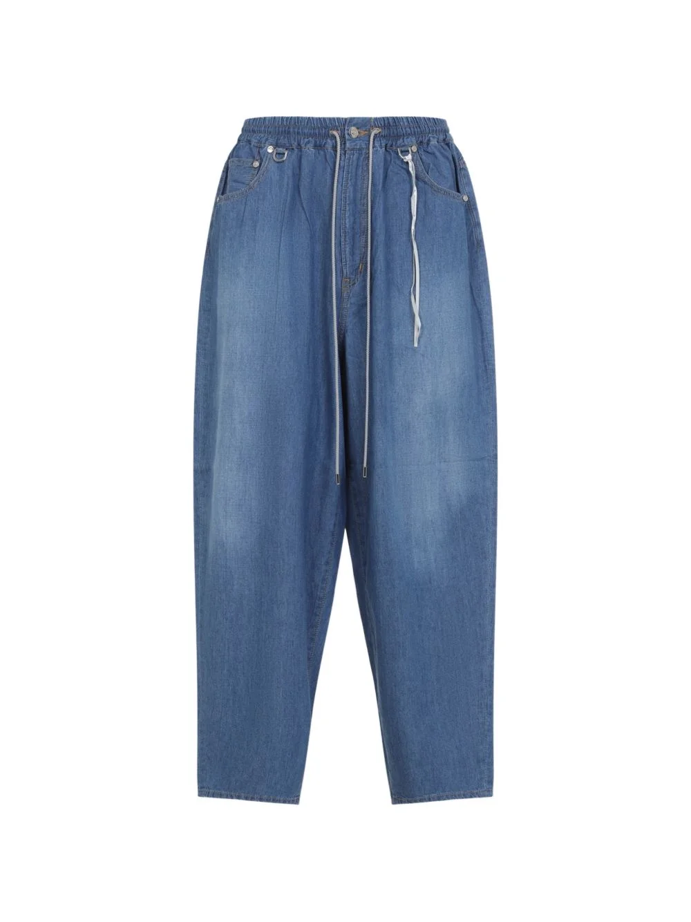 drawstring skull-appliqué jeans - 1