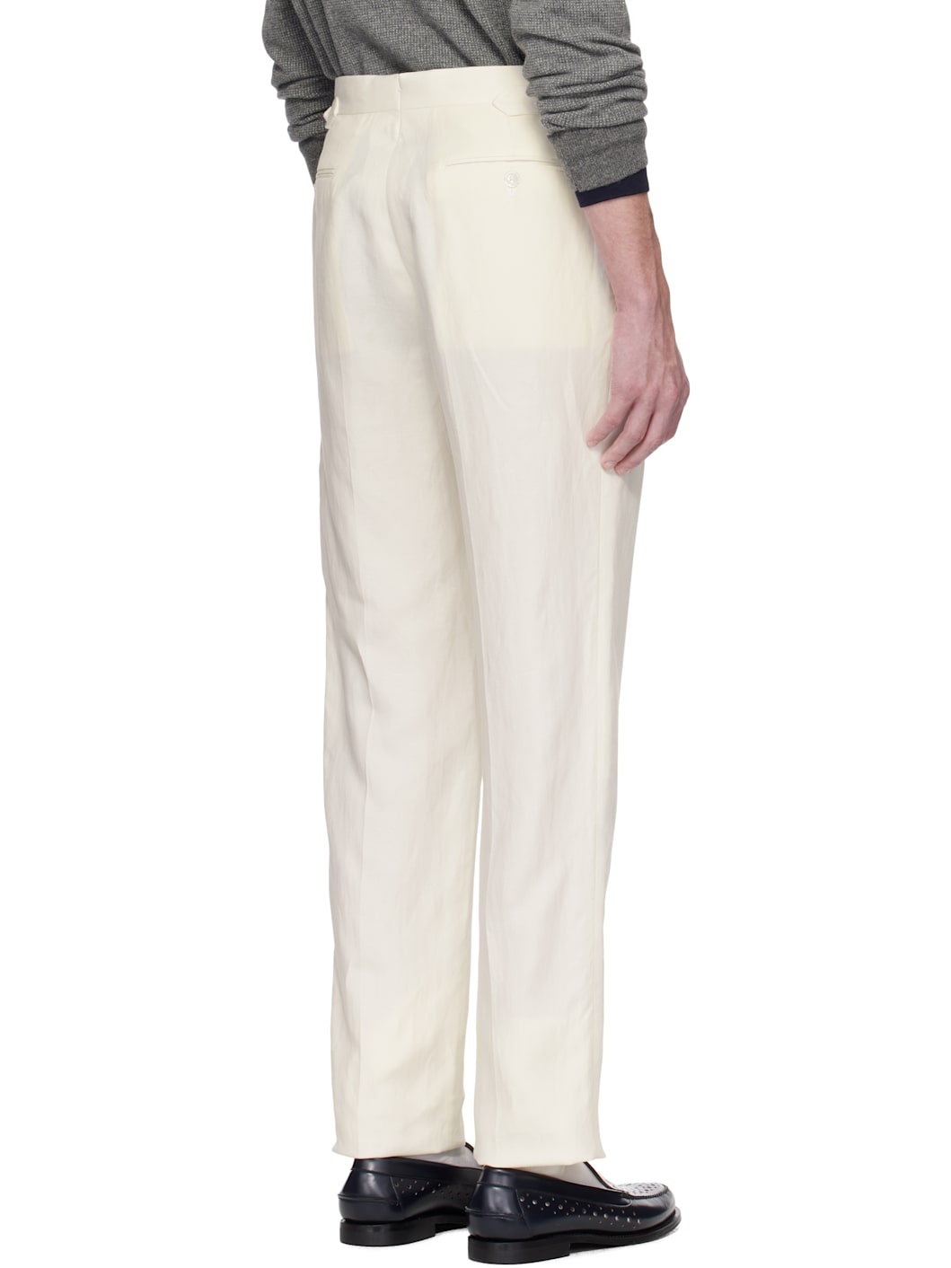 Off-White Gregory Hand-Tailored Silk-Linen Trousers - 3