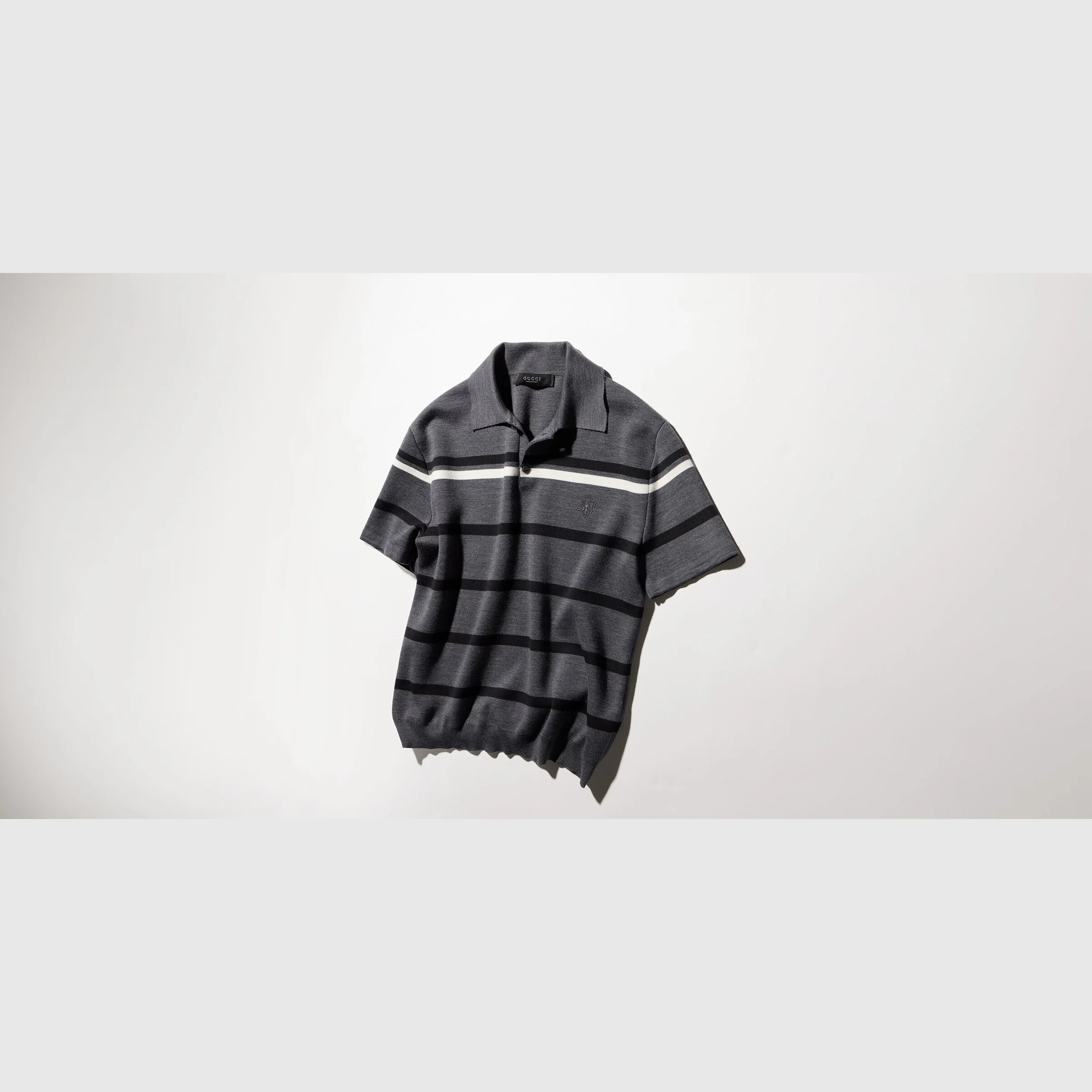Striped wool polo shirt with embroidery - 1