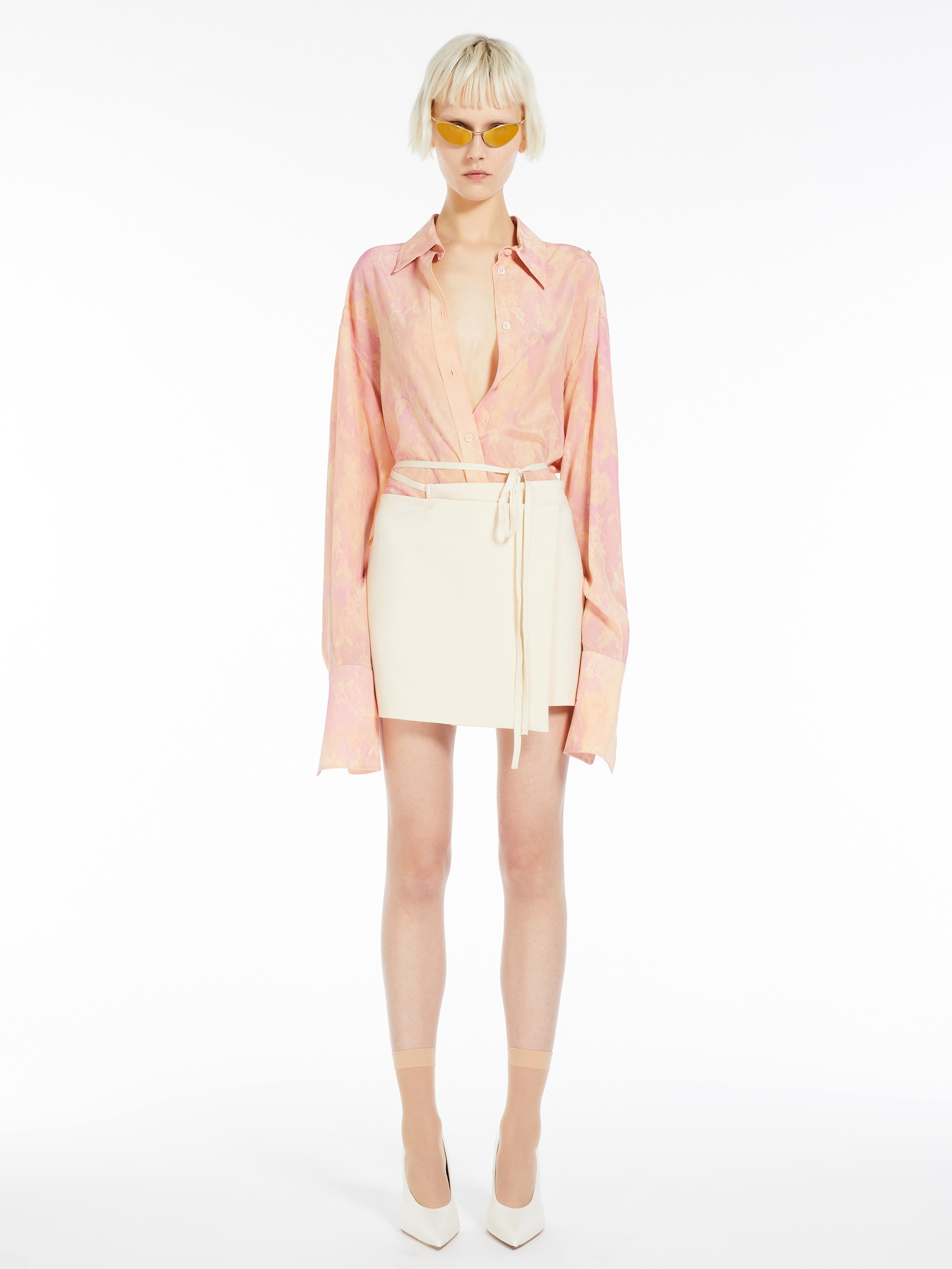 PERLE Oversized lace-print silk tunic - 2