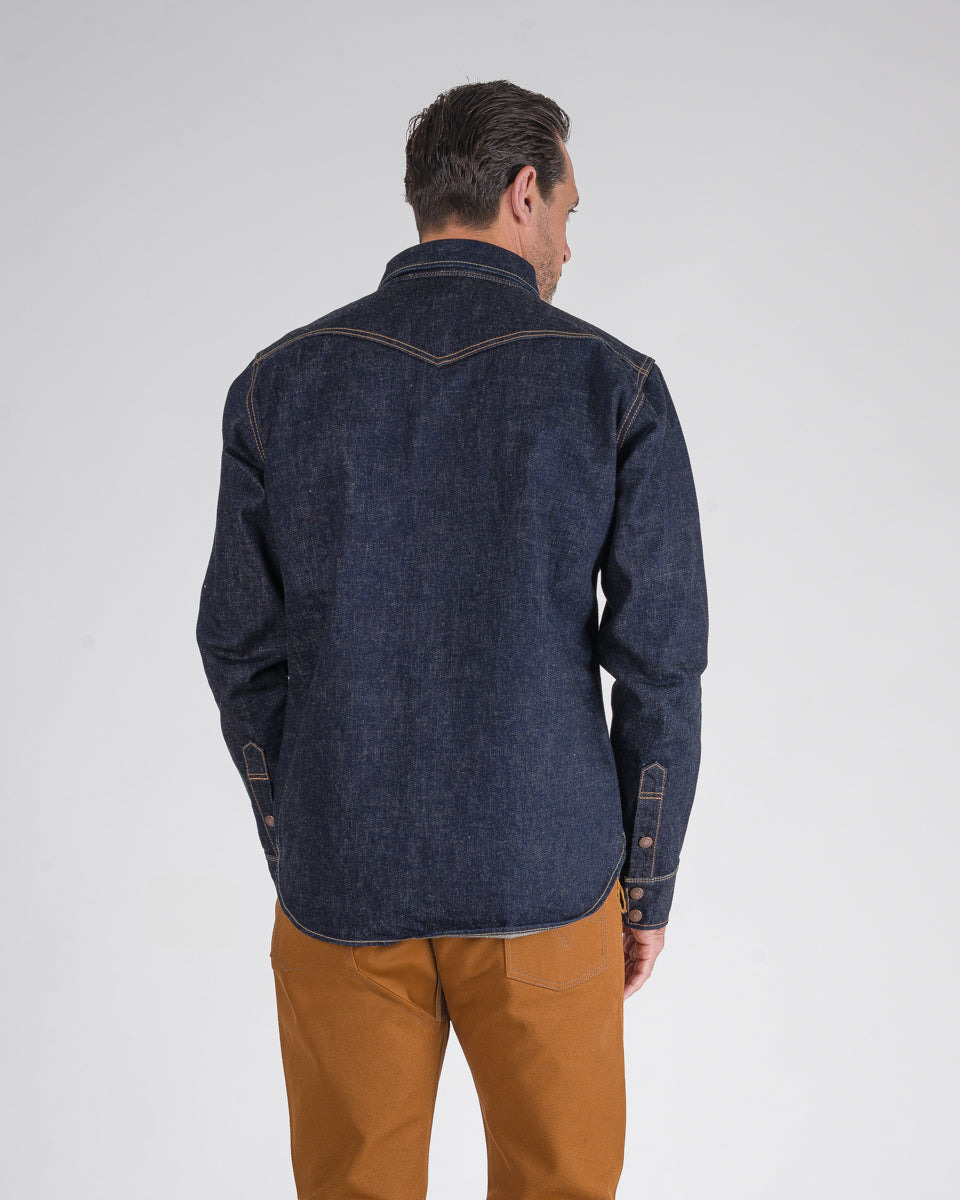 IHSH-292-IND 18oz Vintage Selvedge Denim CPO Shirt - Indigo - 3