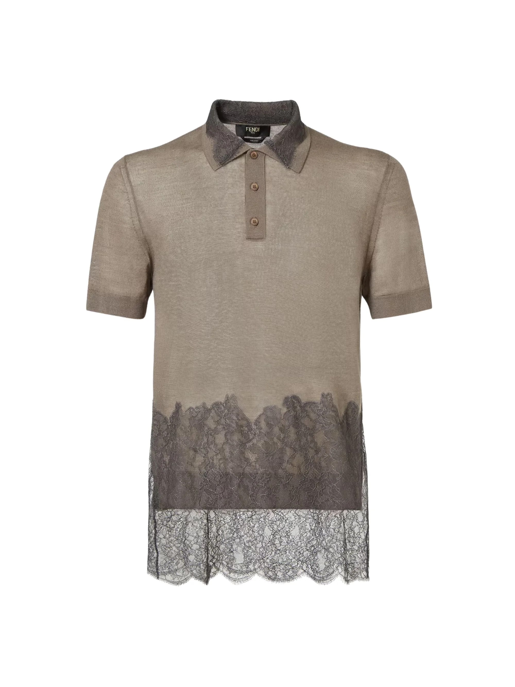 Fendi Men Polo In Cashmere And Lace - 1