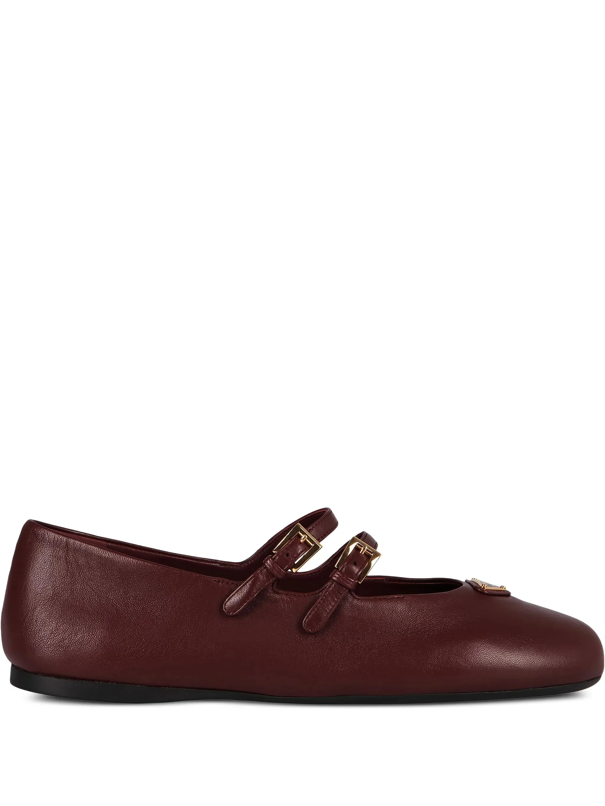 Prada Double-buckle Leather Ballet Flats - 1