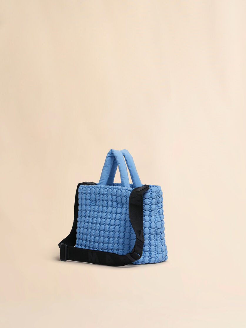 LIGHT BLUE NYLON PUFF SMALL TOTE BAG - 3