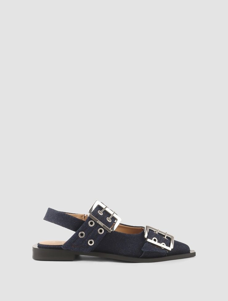 Buckle Denim Ballerinas - 1