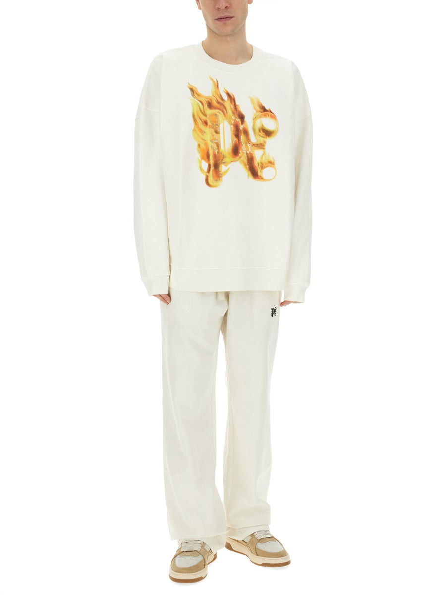 Palm Angels Men "Burning Monogram" Print Sweatshirt - 2