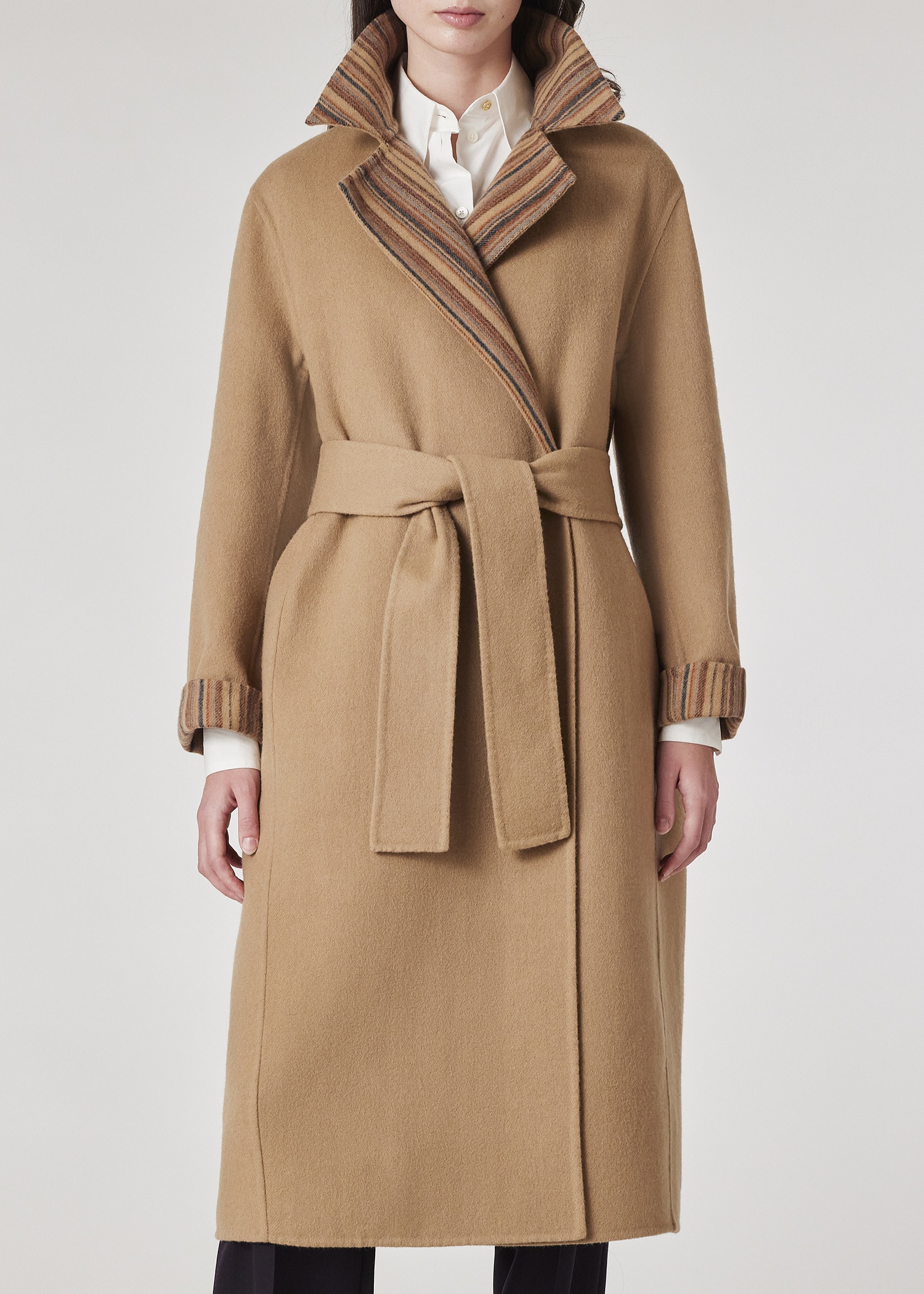 Women's Wool Reversible 'Signature Stripe' Cocoon Coat - 6