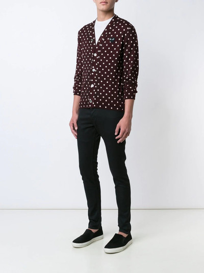 Comme des Garçons PLAY embroidered heart polka dot cardigan outlook