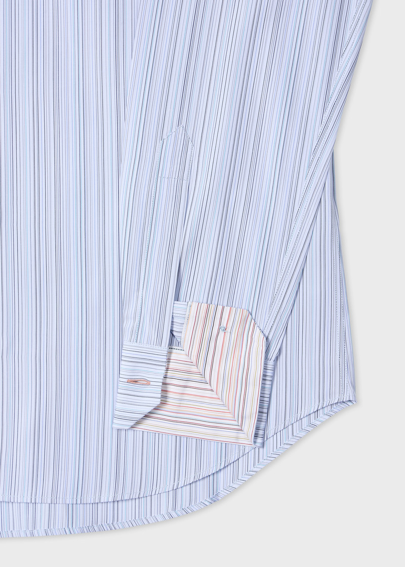 Paul Smith Slim-Fit Light Blue 'Signature Stripe' Cotton Shirt outlook