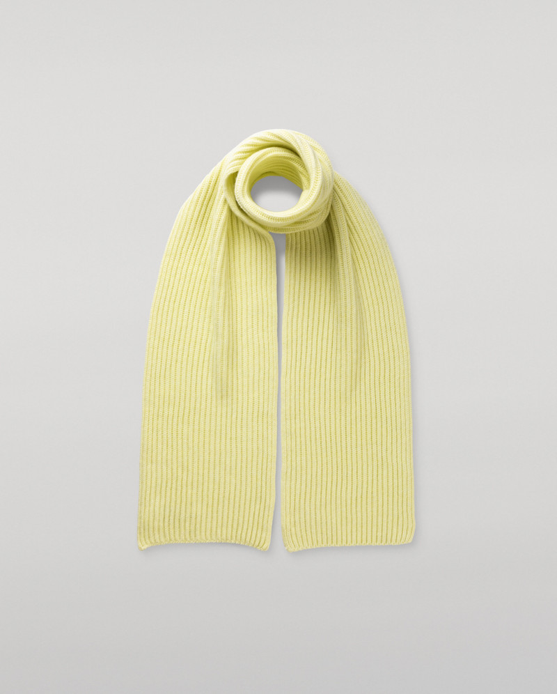 Lovat Yellow Ribbed Cashmere Scarf 1