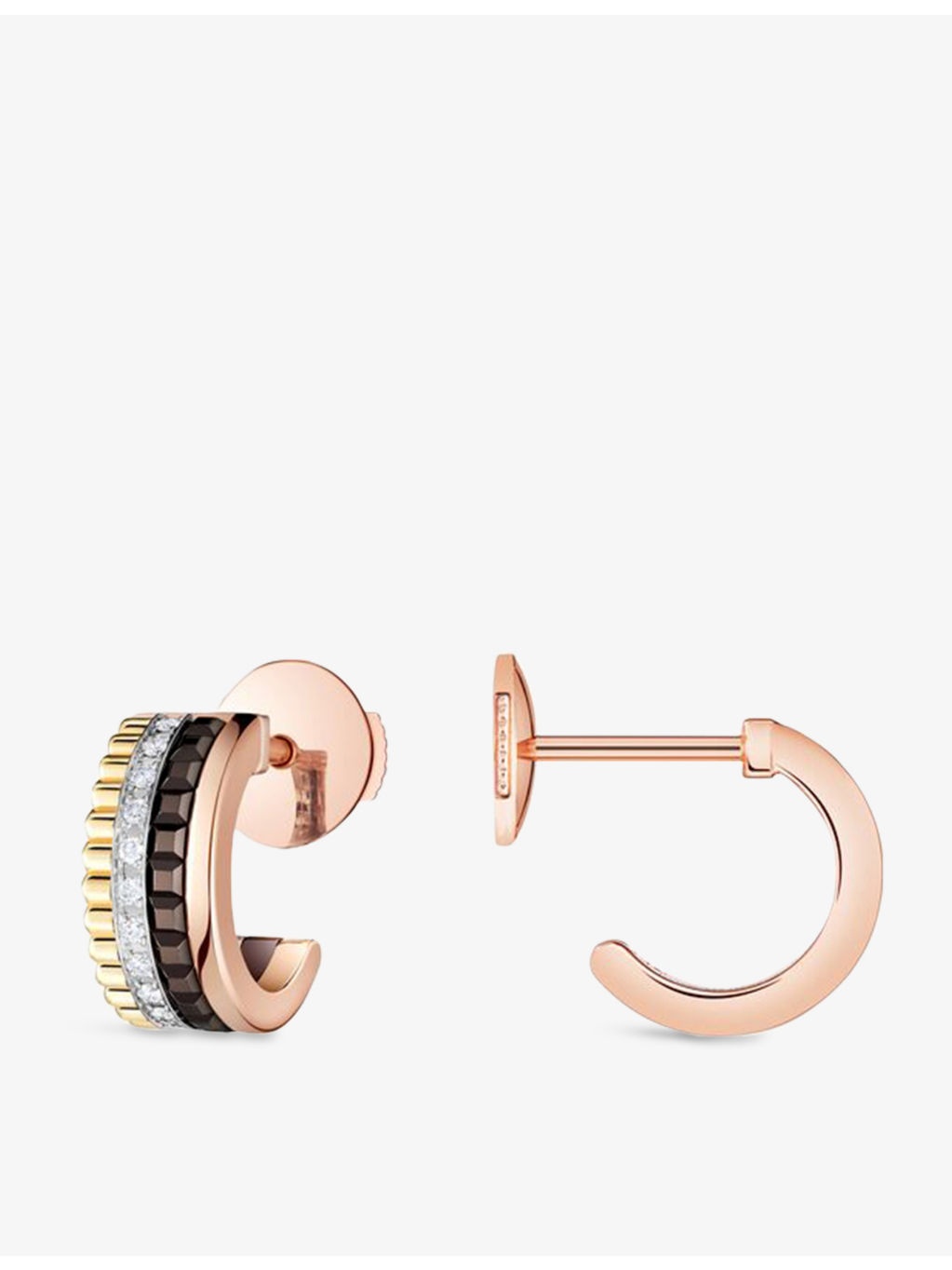 Quatre Classique Mini 18ct Yellow-Gold, White-Gold, Pink-Gold, PVD and 0.12 Diamond Hoop Earrings - 2