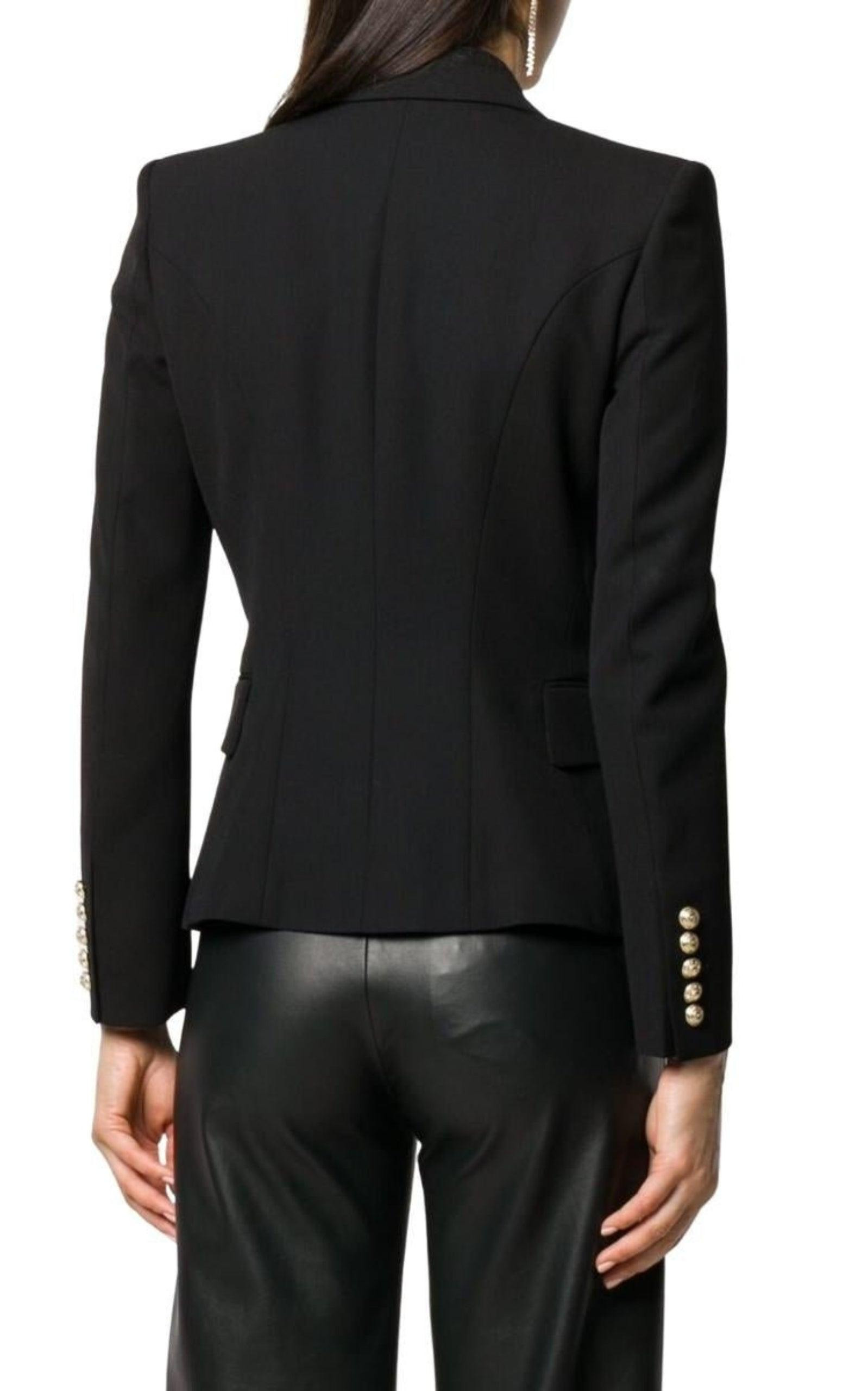 Black Double-Breasted Blazer Jacket - 4