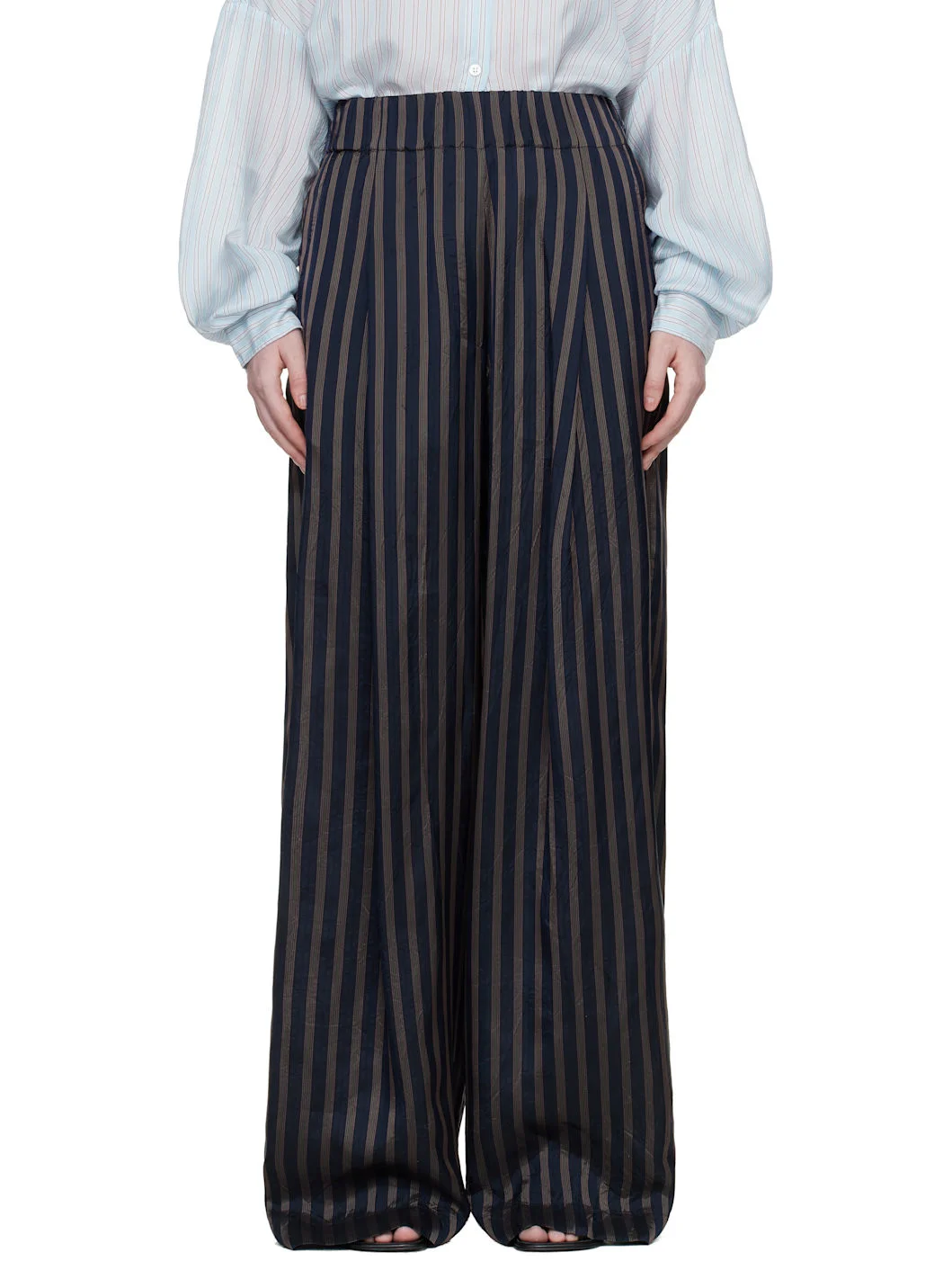 Navy Drawstring Trousers - 1