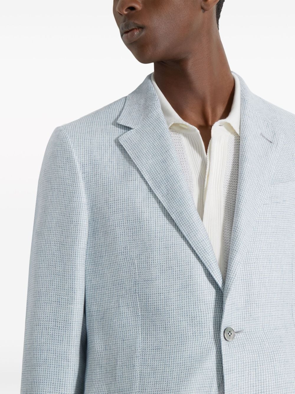 single-breasted linen blazer - 5