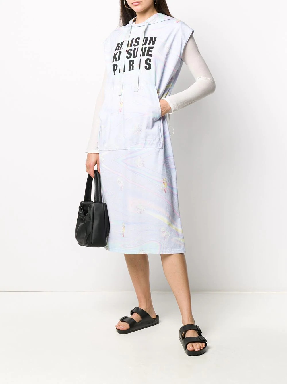 logo print hoodie dress - 2