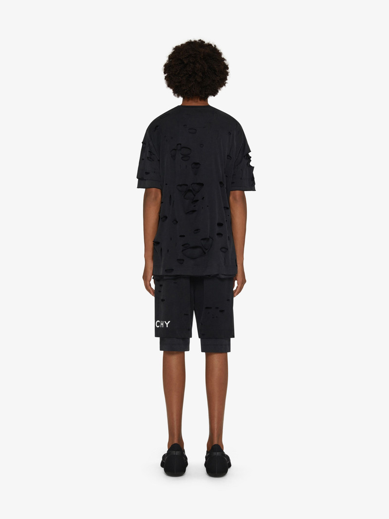 GIVENCHY BERMUDA SHORTS IN FELPA WITH DESTROYED EFFECT 4