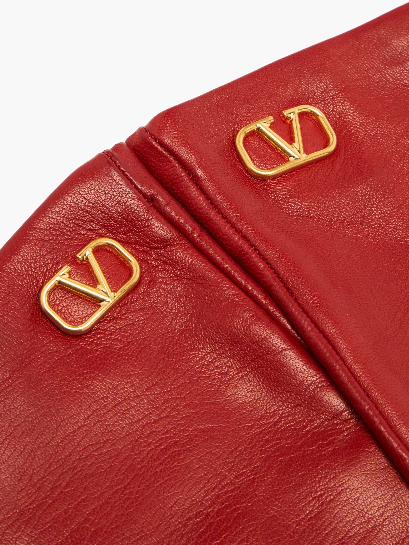 V-logo leather gloves - 2