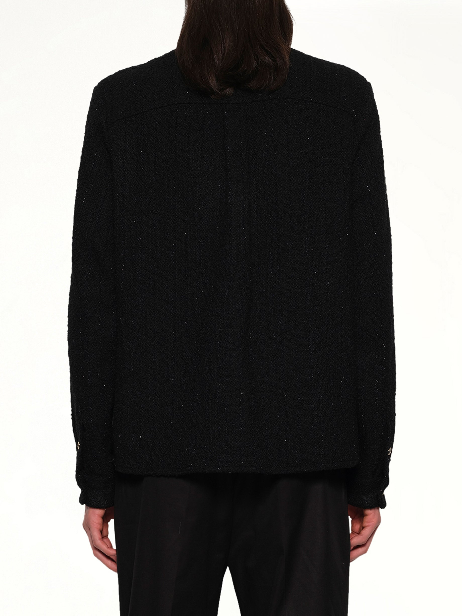 Shimmer Boucle Long Sleeve Shirt in Black - 5