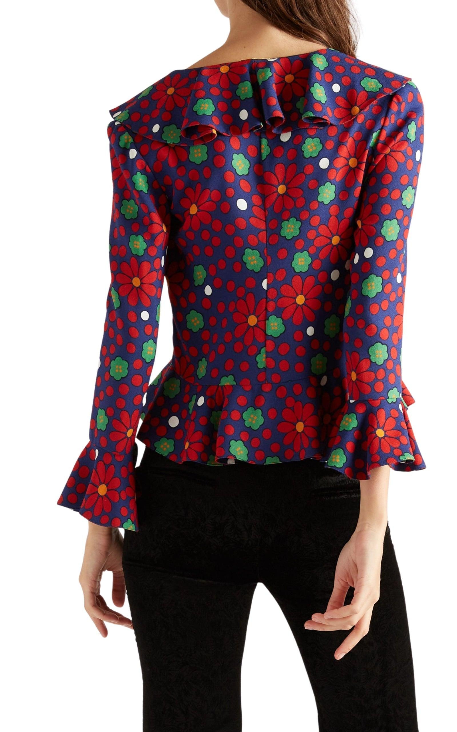 Ruffled Floral-Print Crepe Blouse - 4