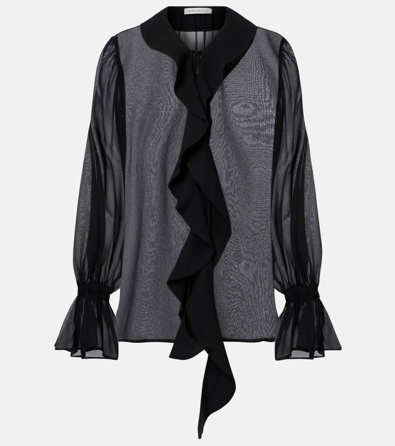 Ruffled sheer silk blouse 1