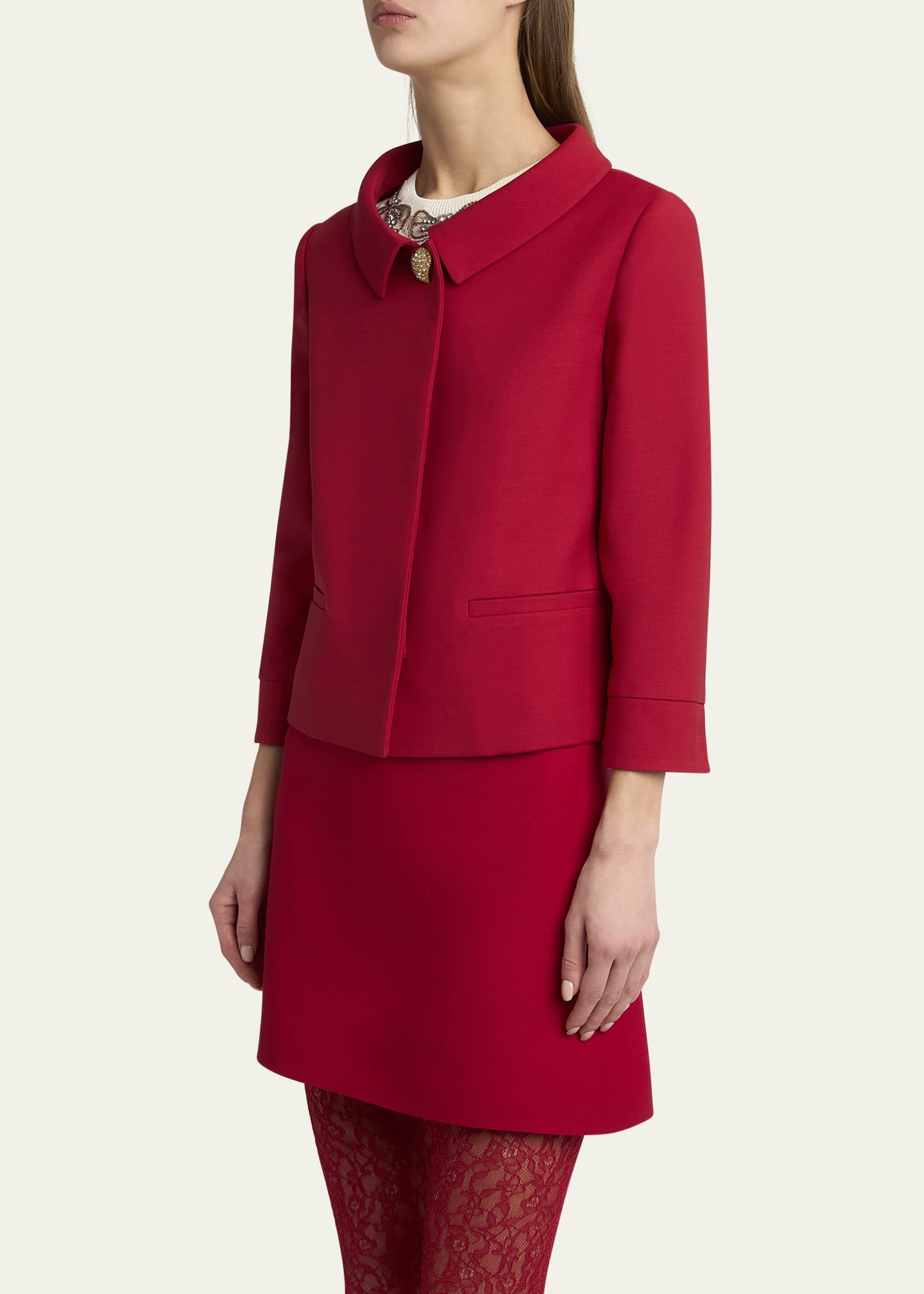 Crepe Couture Heart Button Jacket - 4