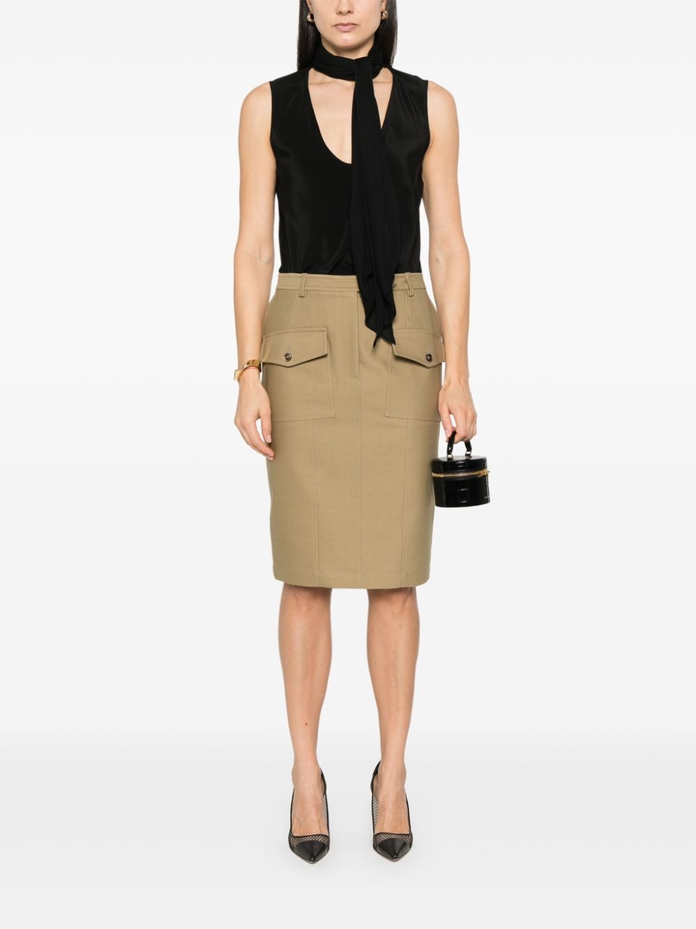 twill midi skirt - 2