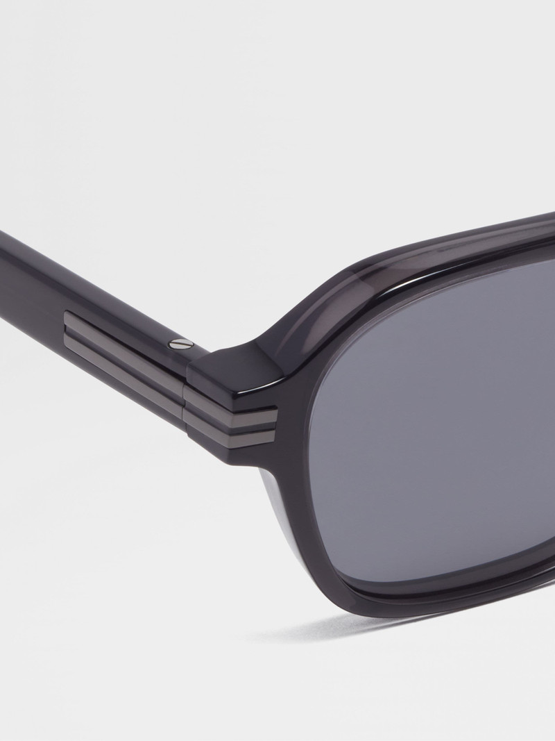 ZEGNA TRANSPARENT DARK GREY AURORA II ACETATE SUNGLASSES outlook