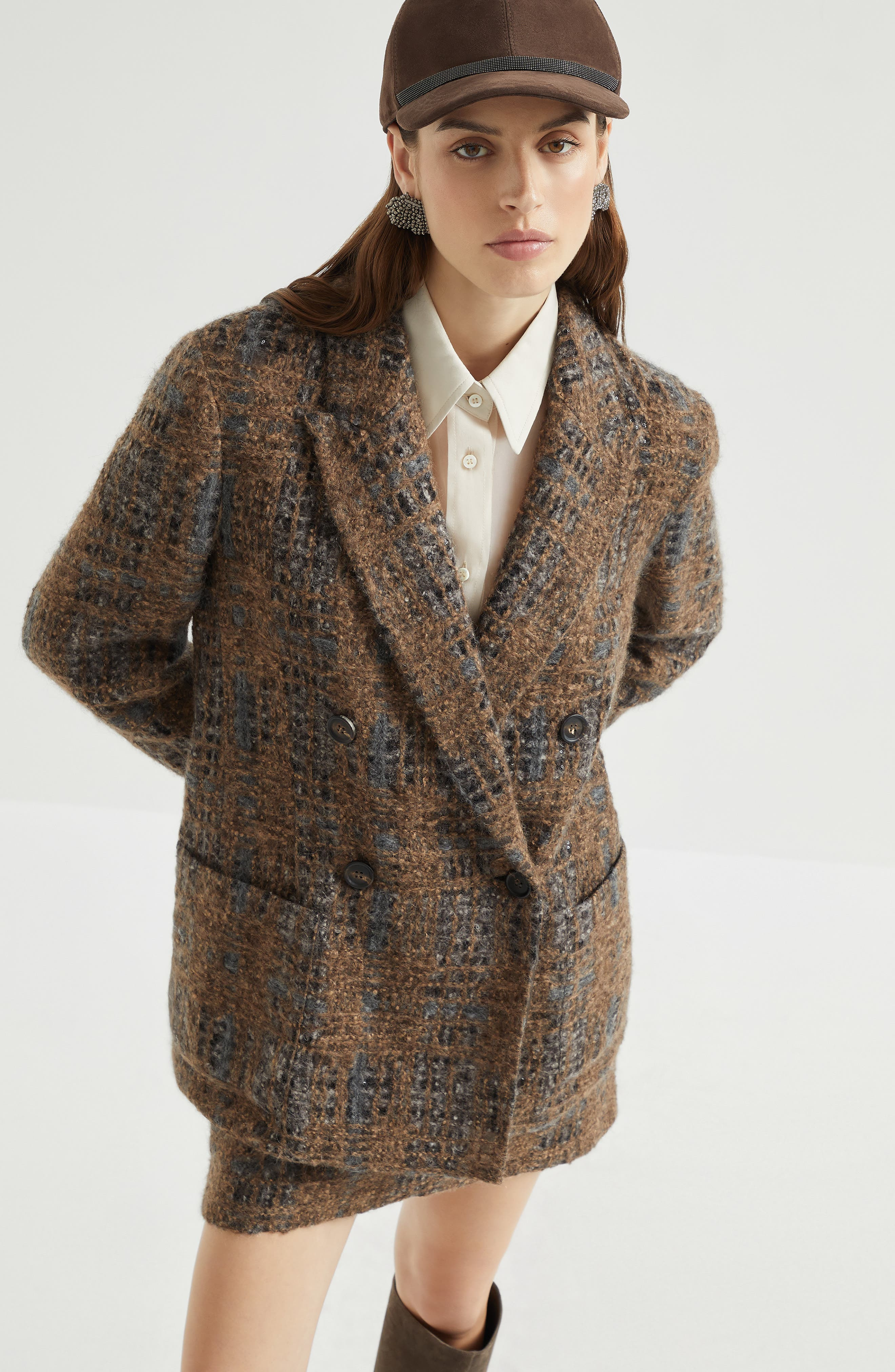 Brunello Cucinelli Blazer with Prince of Wales Embroidery in Brown at Nordstrom - 5
