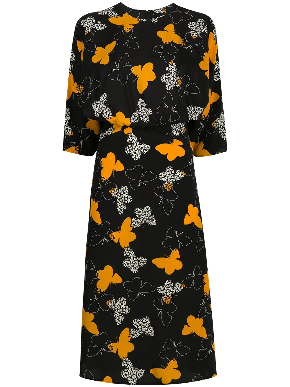 butterfly-print mid-length dress - 1