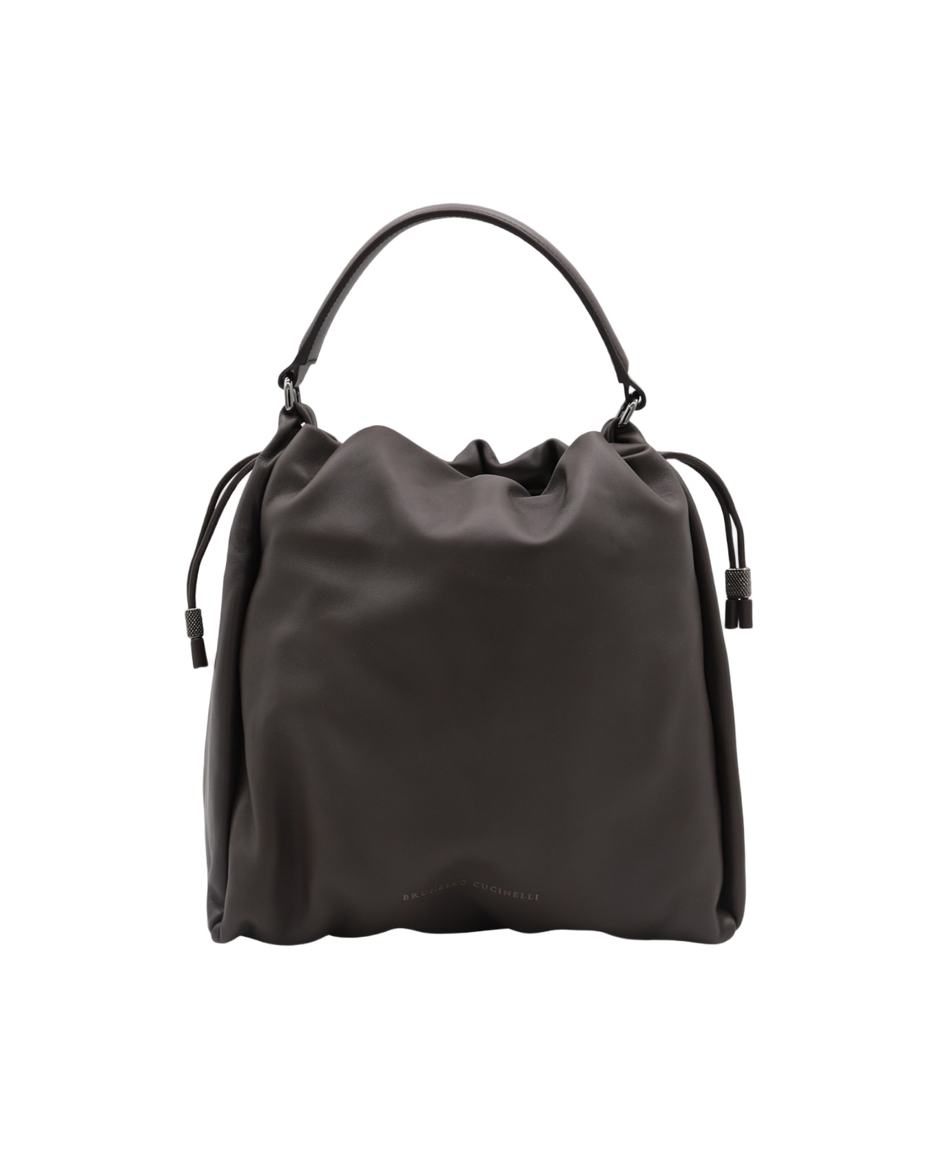 Dark Grey Leather Crossbody Bag - 1