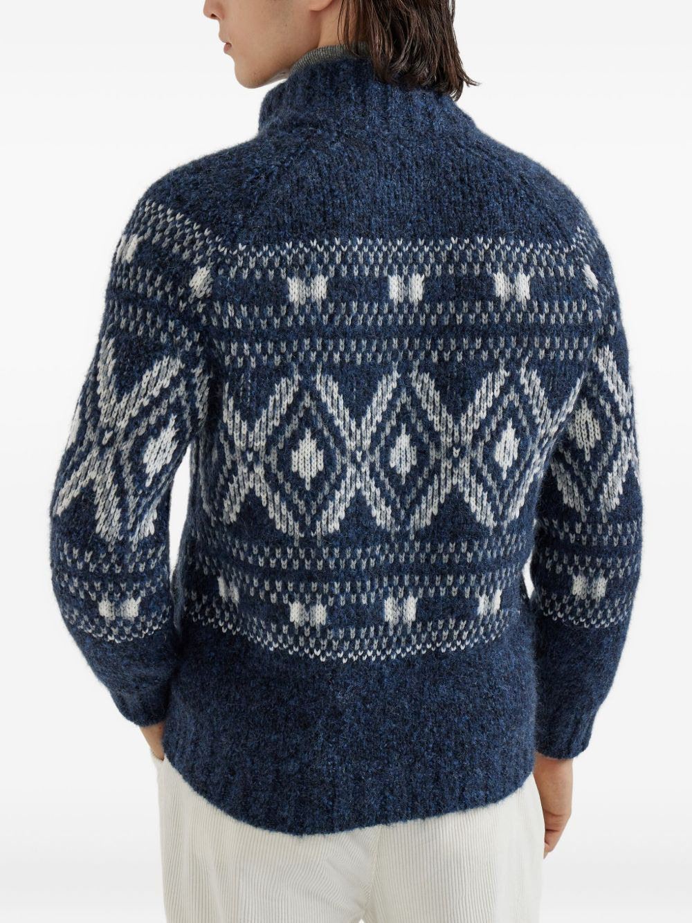 jacquard zip-up cardigan - 4