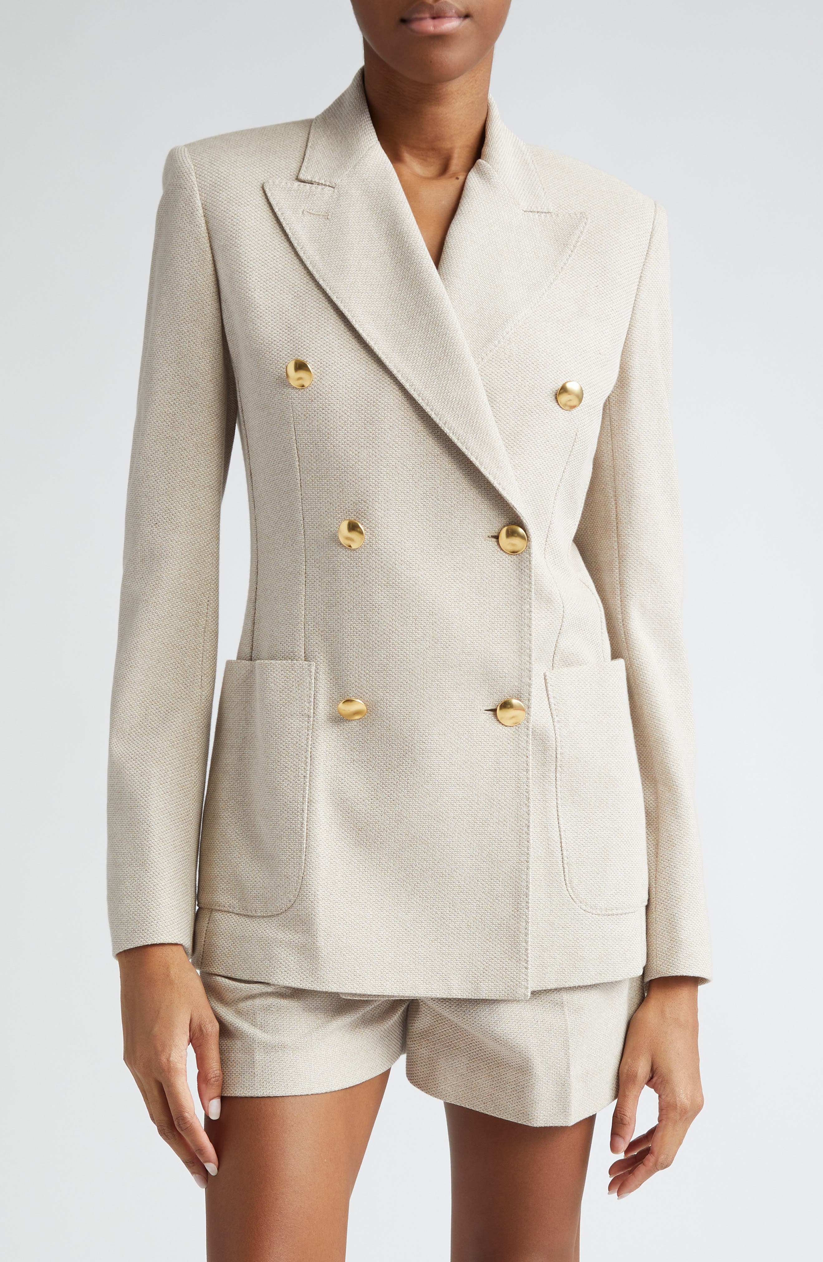 Vanadio Double Breasted Cotton Piqué Knit Blazer - 1