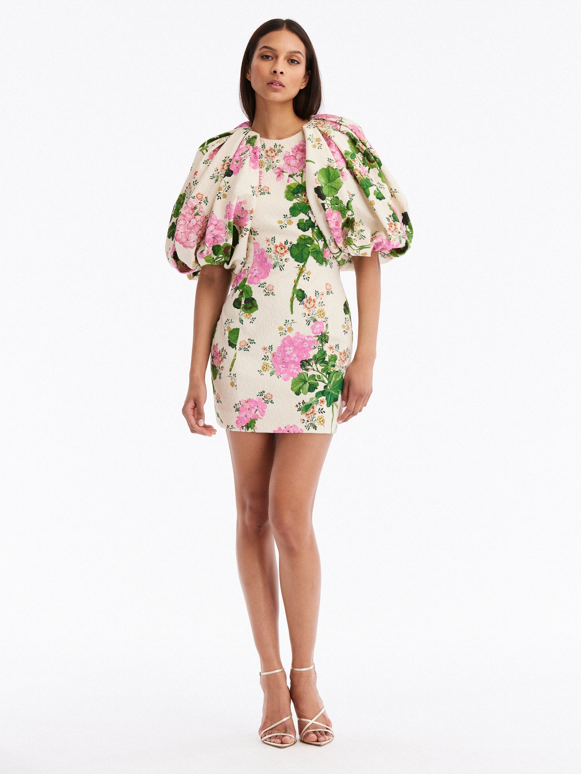 GERANIUM WALLPAPER CLOQUE MINI DRESS - 1