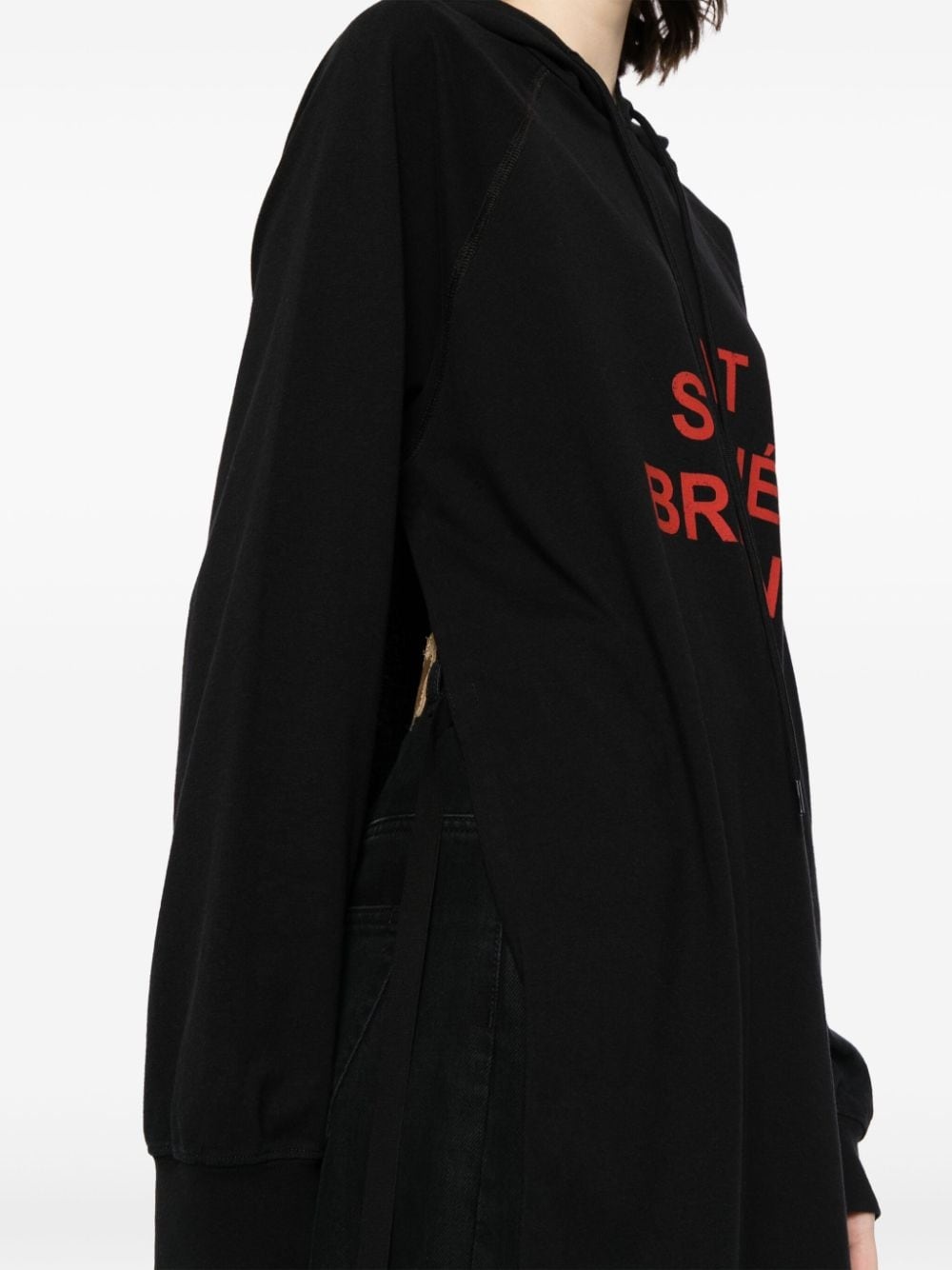 slogan-print drawstring hoodie - 5