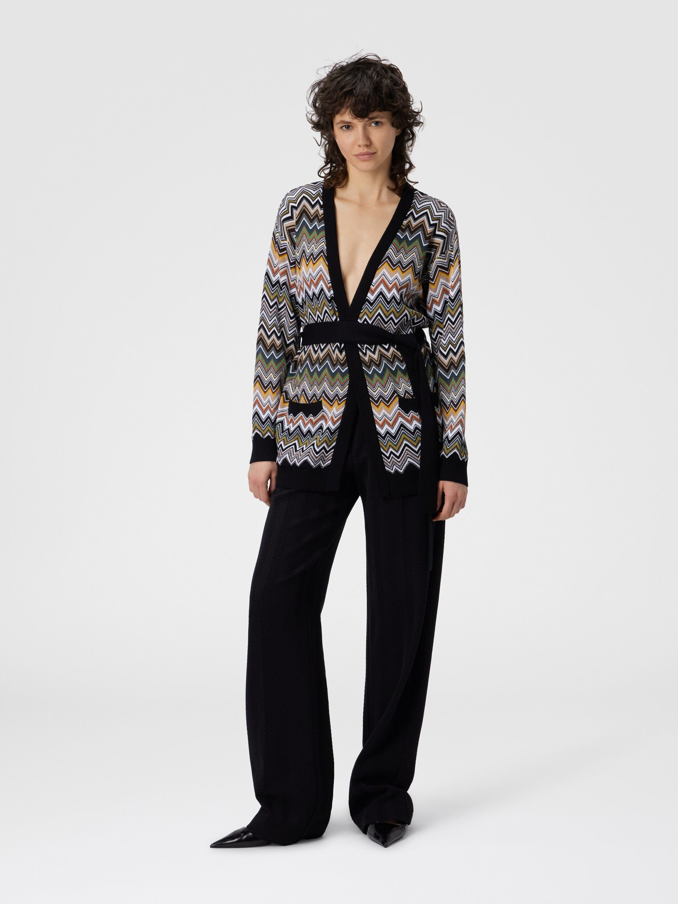 Missoni Relaxed Fit Cardigan With Belt And Chevron Pattern in Multicoloured at Nordstrom - 2