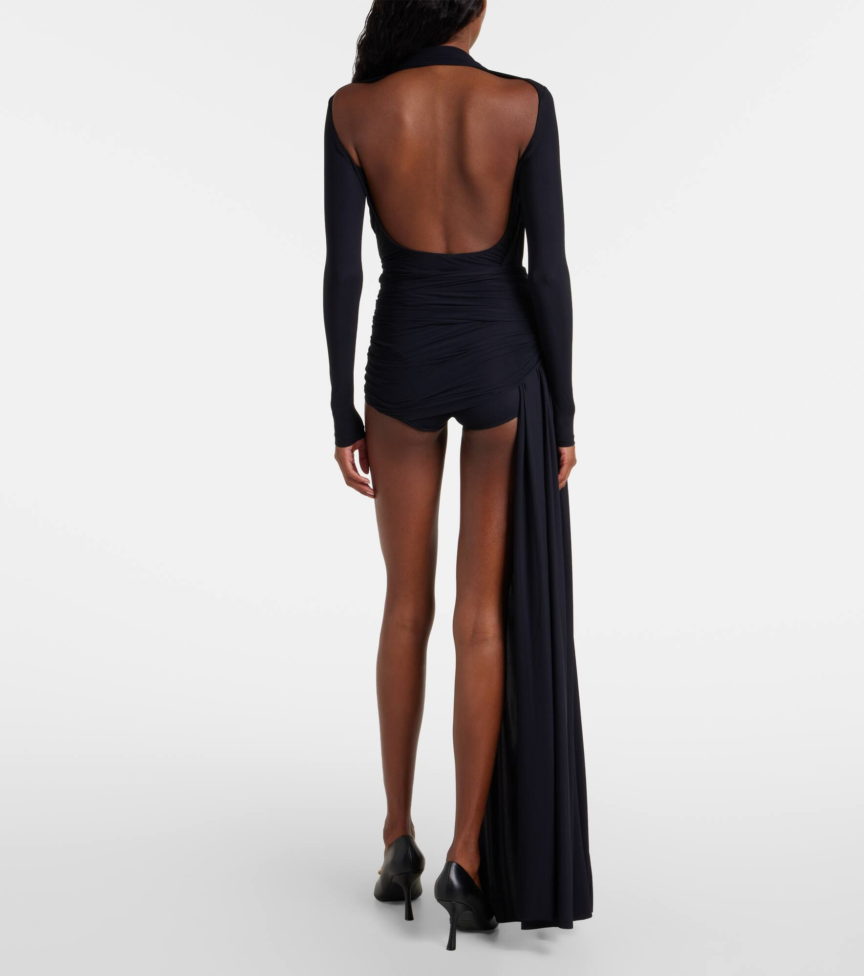 Asymmetric draped minidress - 3