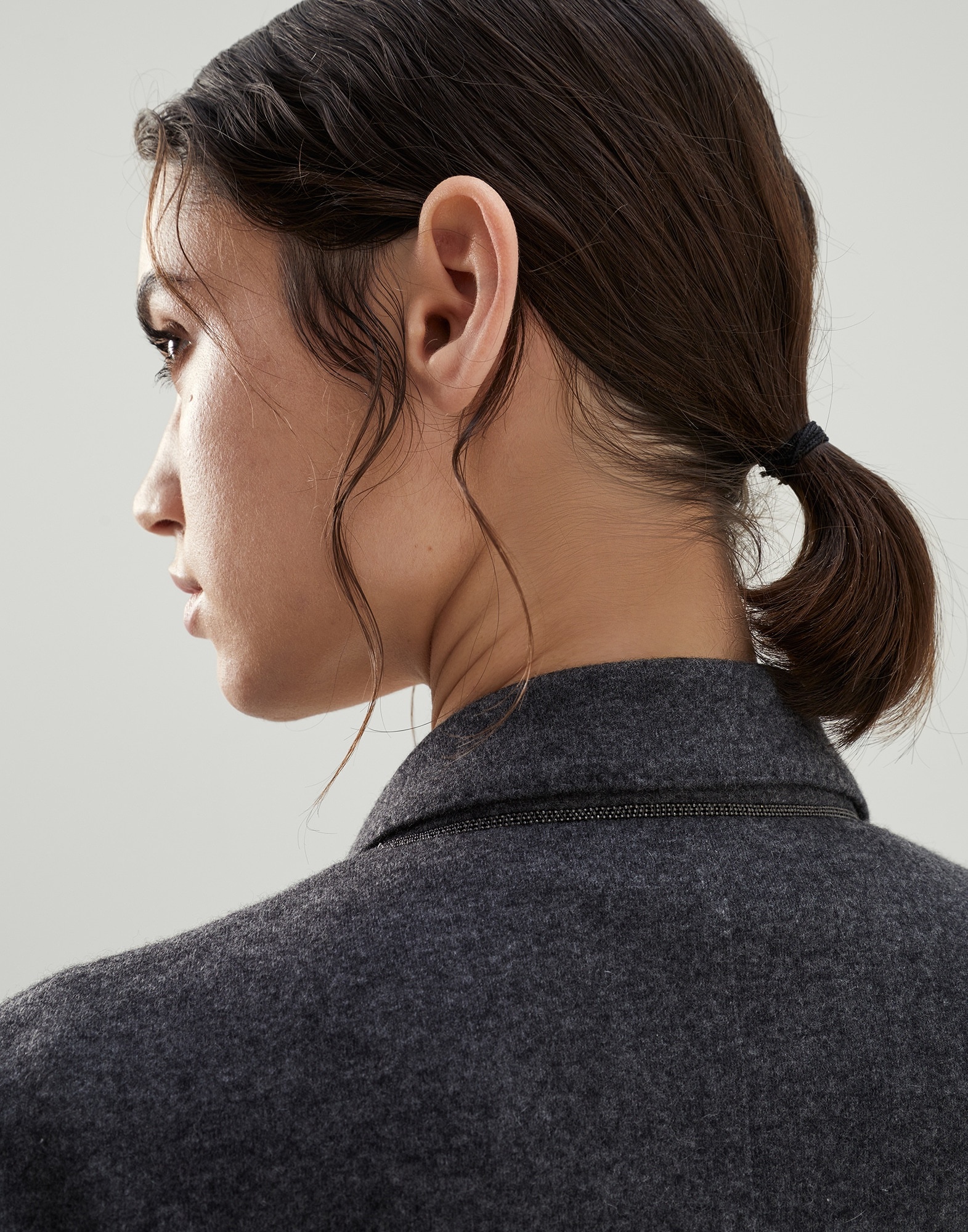 Cashmere jersey deconstructed blazer with monili - 3