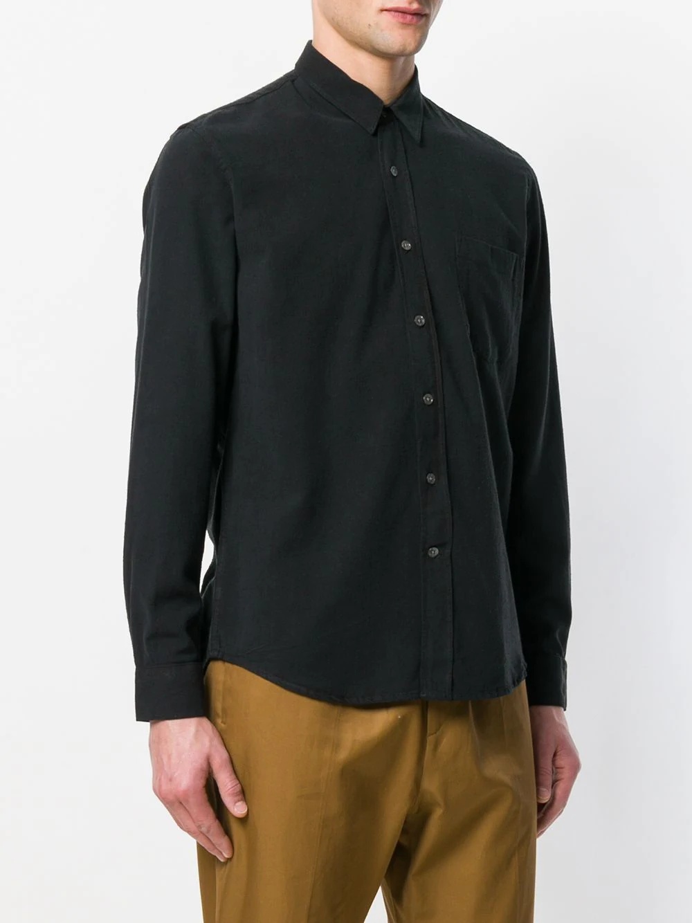 point-collar slub shirt - 3