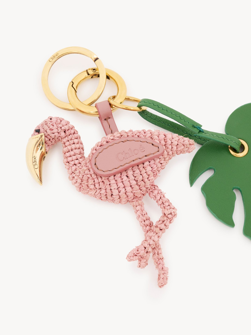 Chloé CHLOÉ SYMBOLS FLAMINGO KEY RING BAG CHARM IN RAFFIA & LEATHER outlook