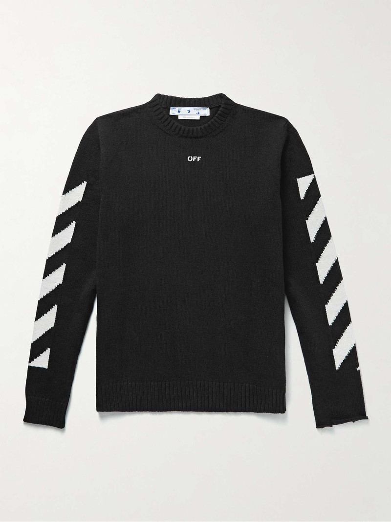 Logo-Detailed Jacquard-Knit 코튼 블렌드 스웨터 - 1