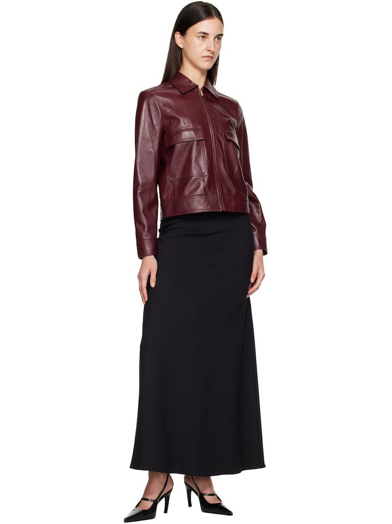 Max Mara Burgundy Nepet Leather Jacket outlook