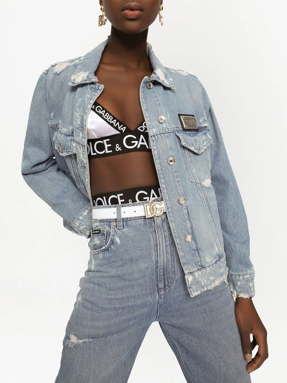 crystal logo-buckle belt - 3