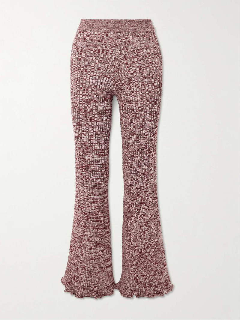 Ribbed-knit flared pants Red - 1