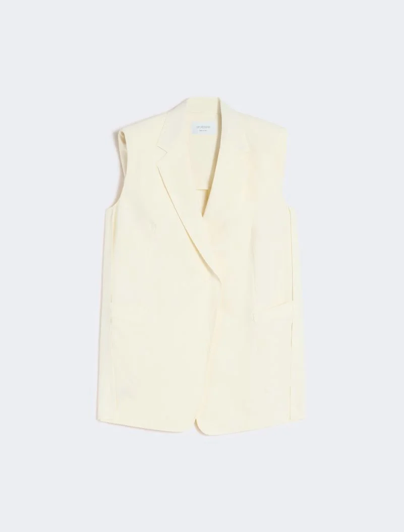 Oversized washed viscose gilet - ivory - 1