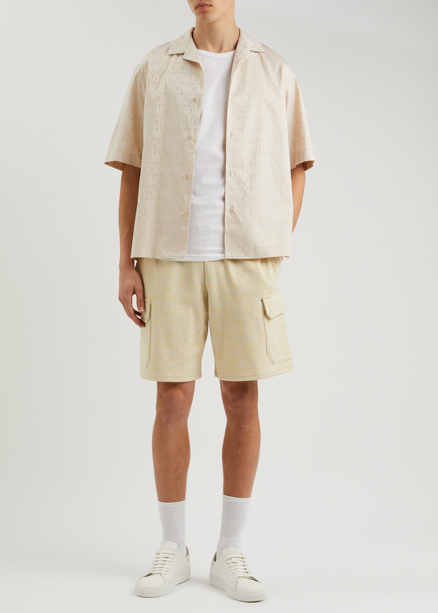 Logo-jacquard cotton-blend shorts - 4