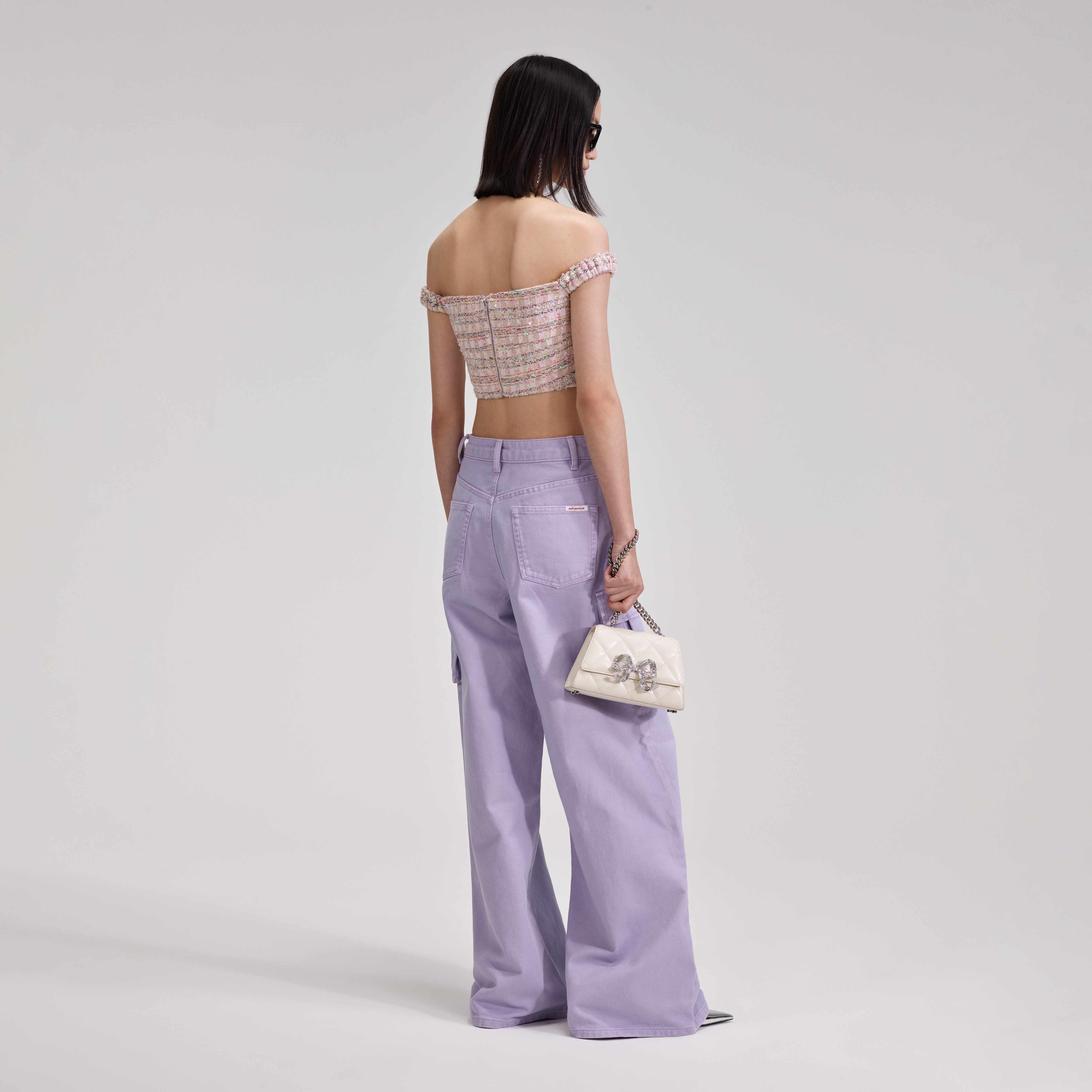 Lilac Denim Cargo Jeans - 3